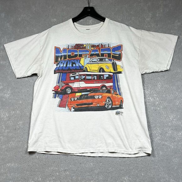 Vintage Mopar Shirt Mens Size XL White Rock Rockingham Dragway Raceway Park - Picture 1 of 12